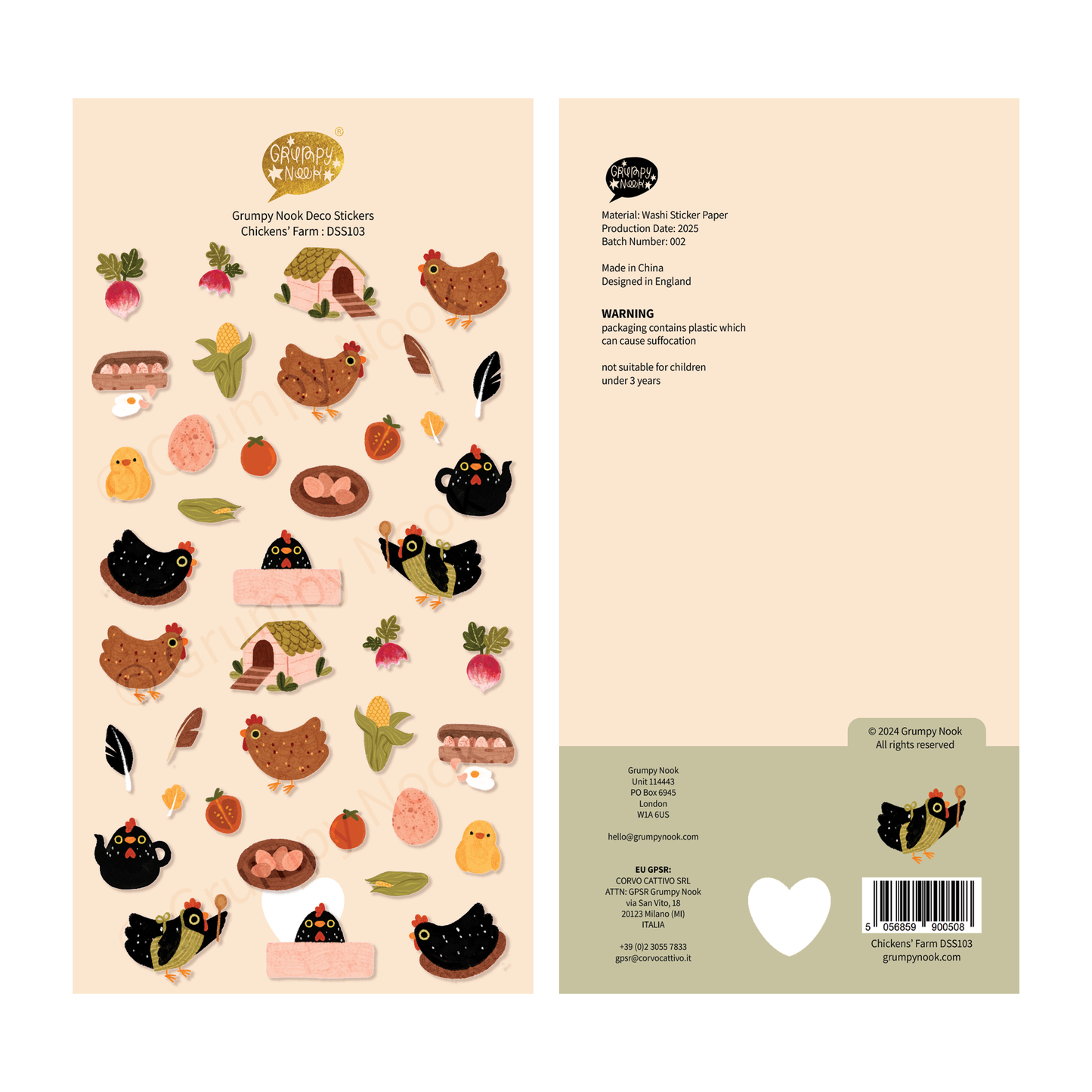Grumpy Nook - Stickersheet - Chickens' farm