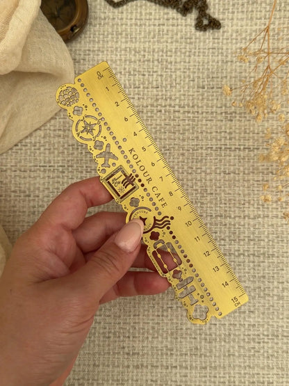 Kolour Cafe - Brass ruler - Travel themed