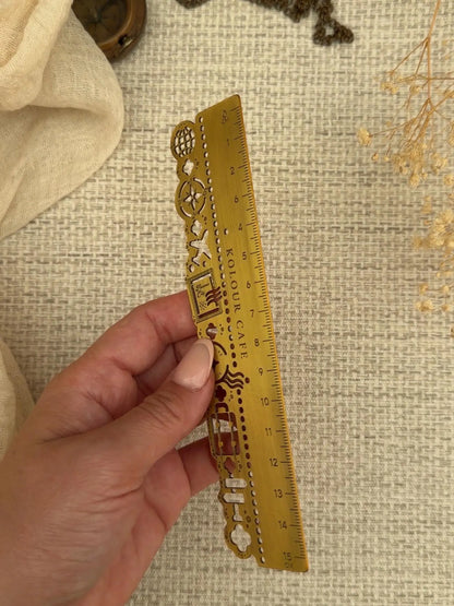Kolour Cafe - Brass ruler - Travel themed